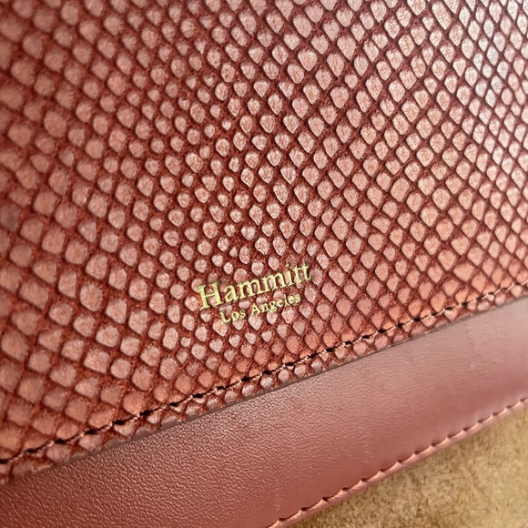 HAMMITT Jeffrey Cardiff Cranberry Leather Bag with Brushed Gold Accents - Picture 9 of 11